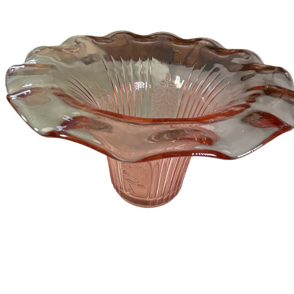 Anchor Hocking Mayfair “ Open Rose” pink depression glass sweet pea vase.